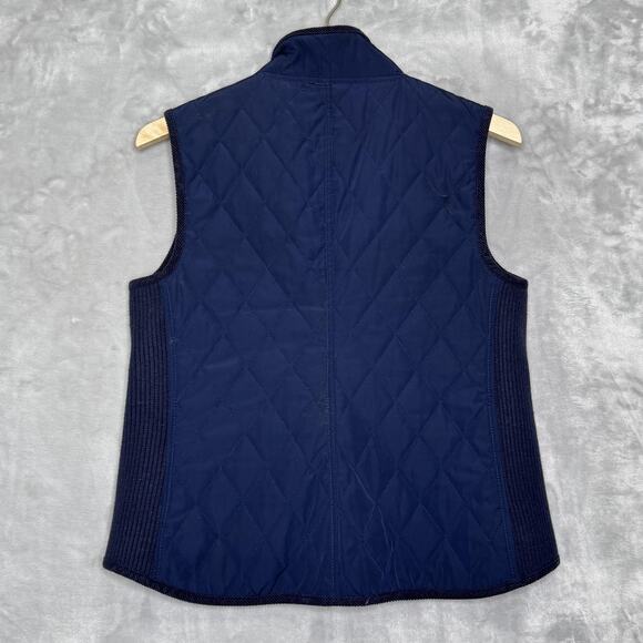 Talbots Vest Womens Medium Petite Navy Blue Quilted Zip Front Pockets Classic - Picture 2 of 8